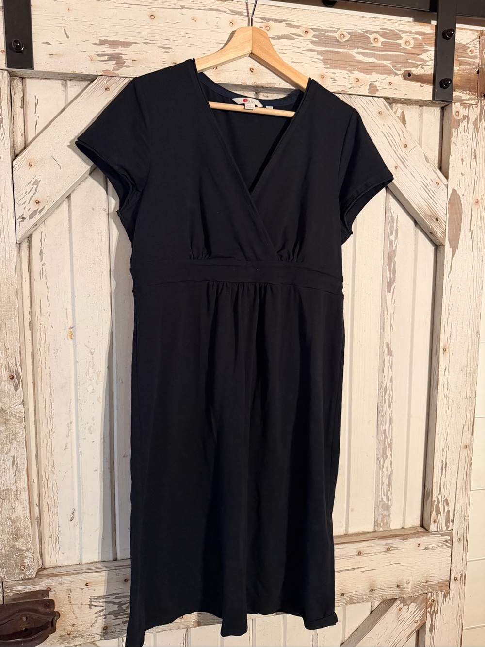 Boden Black Wrap-Front Midi Dress